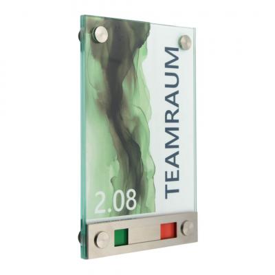 Tuerschild VITRUM Frei Belegt Rot Grün aus Glas 130 200 mm